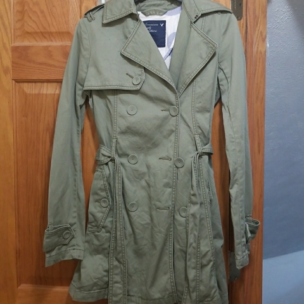 American Eagle Olive Trench Jacket